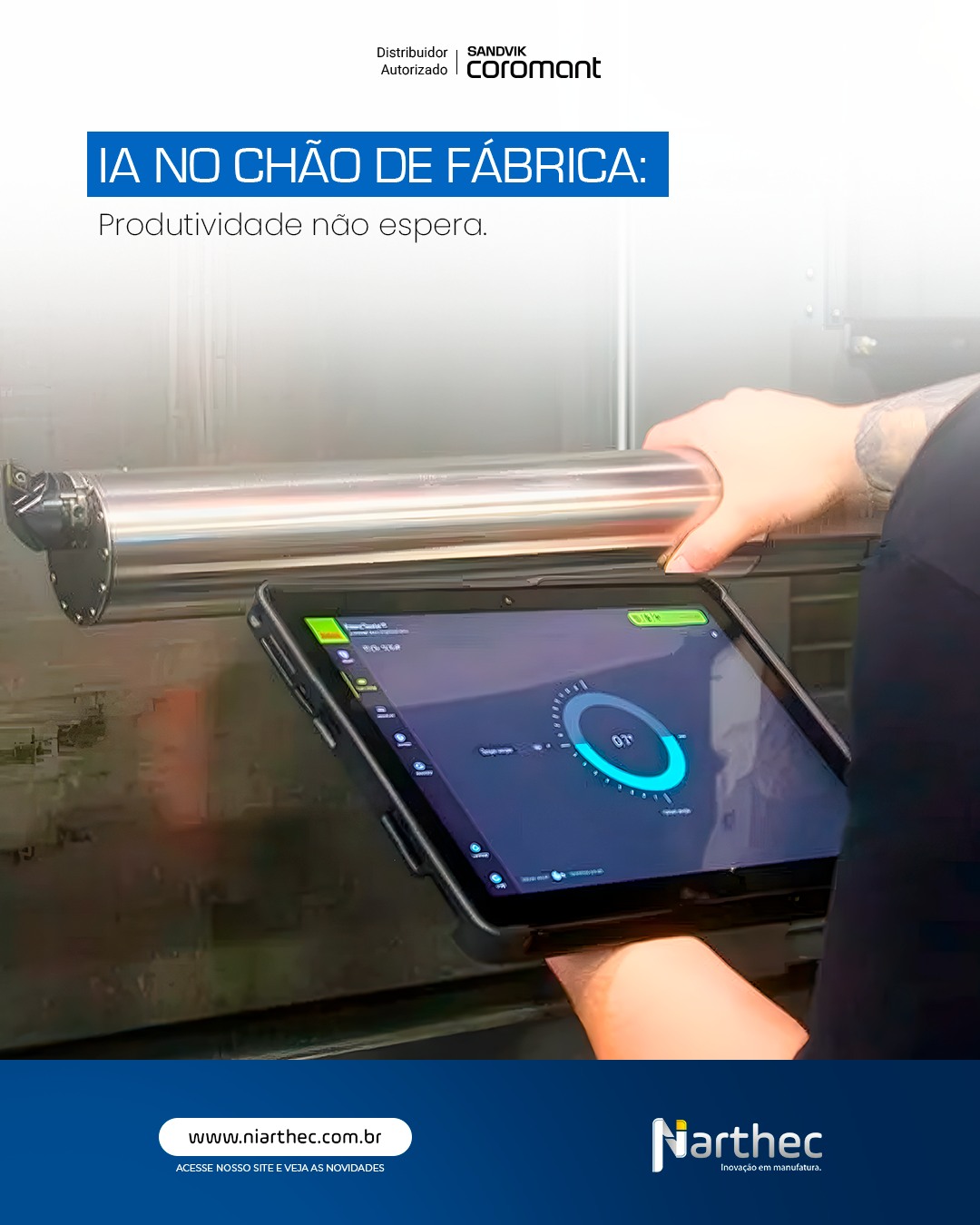 A inteligência artificial já faz parte da usinagem moderna, não como tendência futura, mas como ferramenta prática de ganho produtivo.

 Com soluções inteligentes da Sandvik Coromant, como o CoroPlus® Process Control e o Silent Tools™ Plus, a IA permite:

• Ajustes automáticos de parâmetros durante o corte
• Monitoramento de vibração e desgaste em tempo real
• Menos intervenção manual e mais estabilidade
• Processos previsíveis, mesmo em operações críticas

Empresas que adotam sistemas inteligentes relatam menos paradas não planejadas, maior vida útil das ferramentas e decisões baseadas em dados reais.

A tecnologia evoluiu. O processo também precisa evoluir.

👉 Quer preparar sua operação para a manufatura inteligente?
A Niarthec integra ferramentas Sandvik Coromant, estratégia de processo e suporte técnico para levar IA ao seu chão de fábrica.