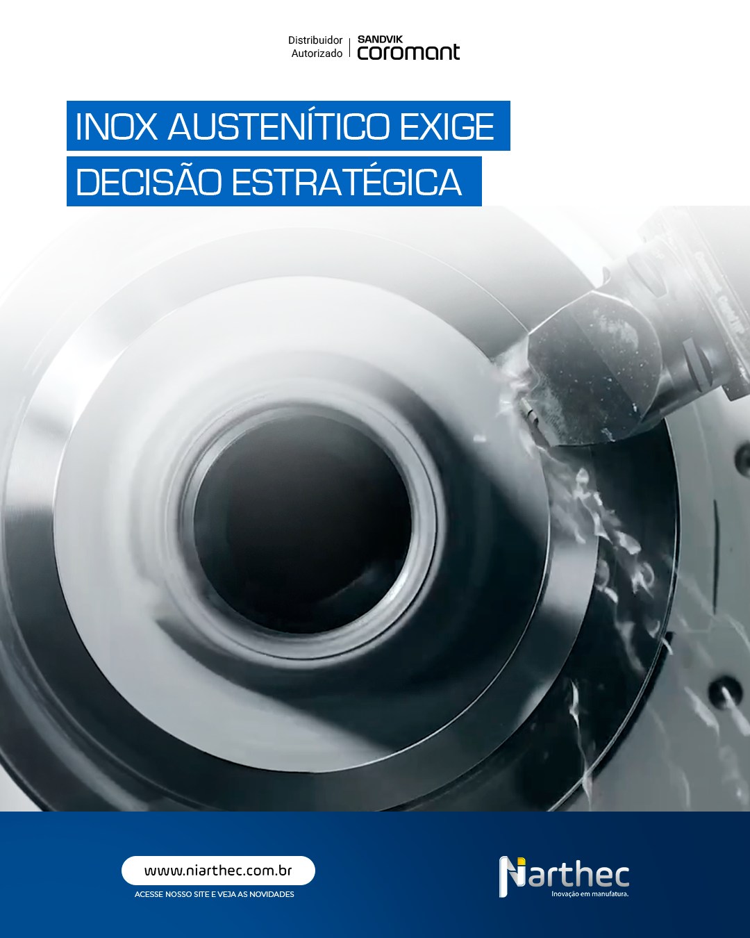 Simulação prática  Torneamento de inox 304

Uma indústria estava enfrentando:

• Desgaste acelerado da pastilha
• Formação de aresta postiça
• Cavaco longo e difícil de controlar
• Acabamento superficial fora da tolerância

O material? Inox austenítico 304.

🔧 Ajuste aplicado: Migração para classe 2025 (família 2015–2035), com geometria positiva adequada ao inox.

Resultado após ajuste técnico:

✔️ Redução da força de corte
✔️ Melhor dissipação térmica
✔️ Cavaco mais controlado
✔️ Vida útil mais estável e previsível
✔️ Acabamento dentro da especificação

Em inox, a escolha da classe não é detalhe.
É estratégia de processo.

👉 Trabalha com 304 ou 316? Fale com a Niarthec e avalie a classe ideal para sua aplicação.

#AcoInox
#Torneamento
#UsinagemPrecisa
#FerramentasIndustriais
#IndustriaMetalMecanica