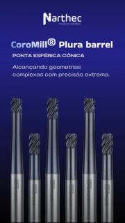 Perfis complexos em titânio ou superligas exigem ferramenta específica.
A CoroMill® Plura ponta esférica cônica combina:
✔️ Design cônico para maior alcance
✔️ Ponta esférica para perfilamento preciso
✔️ Estabilidade em ISO S e HRSA
✔️ Excelente acabamento superficial
Indicada para:
• Semi-acabamento e acabamento
• Moldes complexos
• Componentes aeroespaciais
Menos passes.
Maior controle geométrico.
Acabamento superior.
👉 Trabalha com superligas ou moldes técnicos? Vale conhecer essa solução.
#CoroMillMS20
#Fresamento90Graus
#EvolucaoIndustrial
#AltaPerformance
#IndustriaModerna