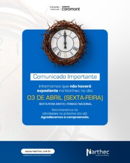 Informamos que, em razão do feriado nacional de Sexta-feira Santa (03/04), não haverá expediente na Niarthec.
Retornaremos normalmente no próximo dia útil.
Agradecemos a compreensão e desejamos a todos um momento de reflexão e tranquilidade.
#Comunicado
#Feriado
#SextaFeiraSanta
#Industria
#Niarthec
