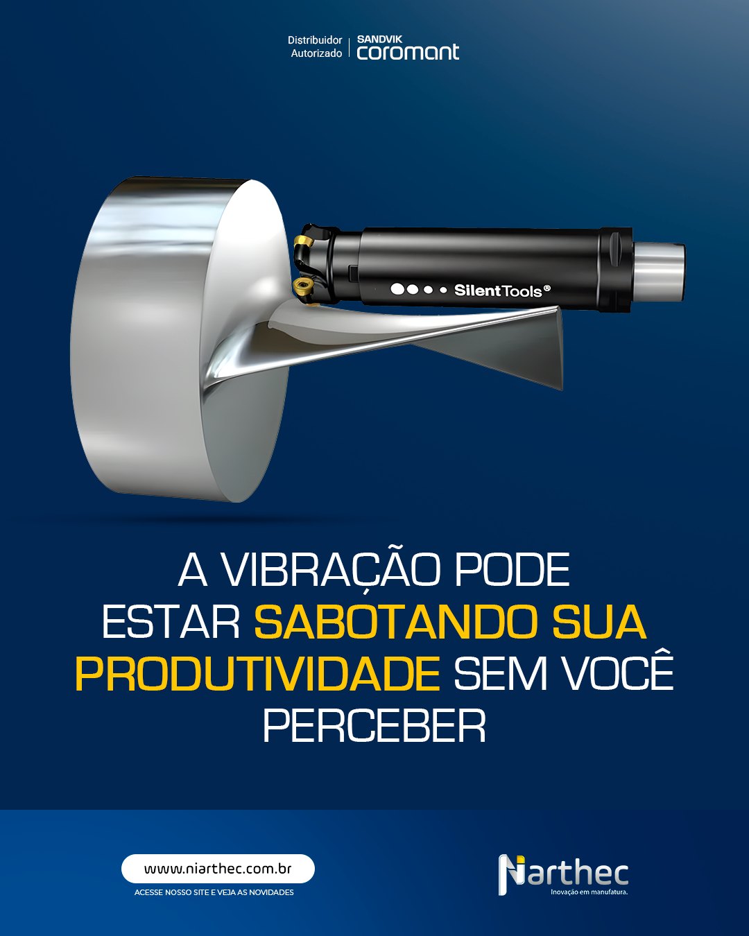 Muitas perdas de produtividade não são causadas pela máquina, mas pela instabilidade do processo.
A vibração durante a usinagem pode gerar:
▪️ acabamento irregular
▪️ desgaste prematuro da ferramenta
▪️ quebra inesperada
▪️ perda de precisão dimensional
Soluções como Silent Tools™ foram desenvolvidas para reduzir vibração em operações com grandes balanços, garantindo cortes mais estáveis e previsíveis.
Menos vibração significa mais produtividade, melhor acabamento e maior vida útil da ferramenta.
Já revisou a estabilidade do seu processo de usinagem?
#SilentTools #UsinagemDePrecisão #EstabilidadeDeProcesso #FerramentasDeCorte #Niarthec