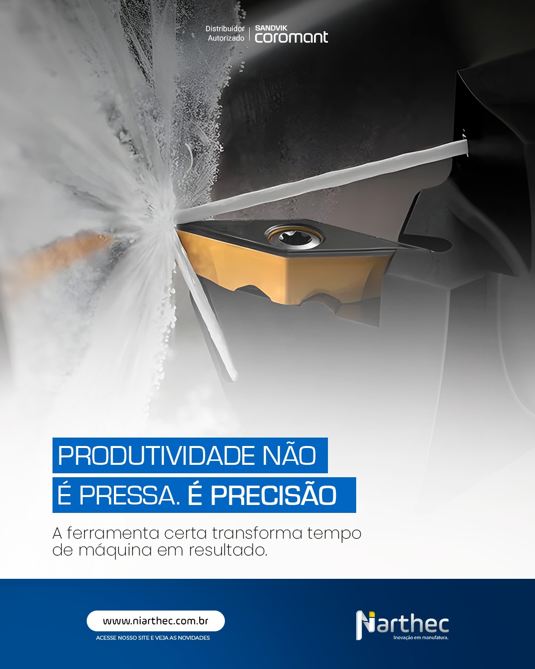 Produtividade não é pressa. É estratégia. ⚙️
Na indústria, olhar apenas para o preço de uma ferramenta pode sair caro.
O verdadeiro ganho está em analisar o custo total por peça produzida: tempo de máquina, setup, paradas, vida útil da ferramenta, energia, retrabalho e previsibilidade do processo.
Ferramentas de alta performance podem representar uma pequena parte do custo total, mas impactam diretamente a eficiência da operação.
✅ Menos paradas
✅ Mais estabilidade no processo
✅ Maior vida útil da ferramenta
✅ Redução de desperdícios
✅ Melhor ROI industrial
Com tecnologia Sandvik Coromant e suporte técnico especializado da Niarthec, sua fábrica ganha mais do que ferramentas: ganha uma parceira estratégica para transformar produtividade em resultado real.
E na sua operação: você tem olhado para o custo da ferramenta ou para o custo da produtividade?
Fale com a Niarthec e descubra como aumentar a capacidade produtiva sem necessariamente ampliar o parque fabril.
#Niarthec #SandvikCoromant #Usinagem #Industria40 #ProdutividadeIndustrial