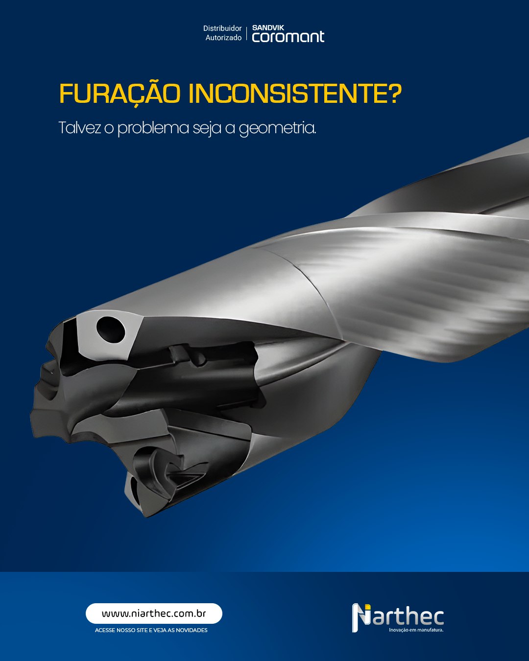 Em muitas operações de furação, os principais desafios são:
▪️ desgaste irregular
▪️ baixa estabilidade
▪️ necessidade de trocar ferramentas para diferentes materiais
A CoroDrill® DE10 evoluiu com novas geometrias -M5F e -M5C e novas classes GC3334, GC4334 e GC2334, ampliando sua capacidade de aplicação.
✔️ Melhor desempenho em diferentes materiais
✔️ Maior segurança de processo
✔️ Troca rápida de ponta
✔️ Maior produtividade em produção seriada
Uma solução pensada para furar mais e parar menos.
#CoroDrillDE10 #FuraçãoIndustrial #SandvikCoromant #Usinagem #Niarthec