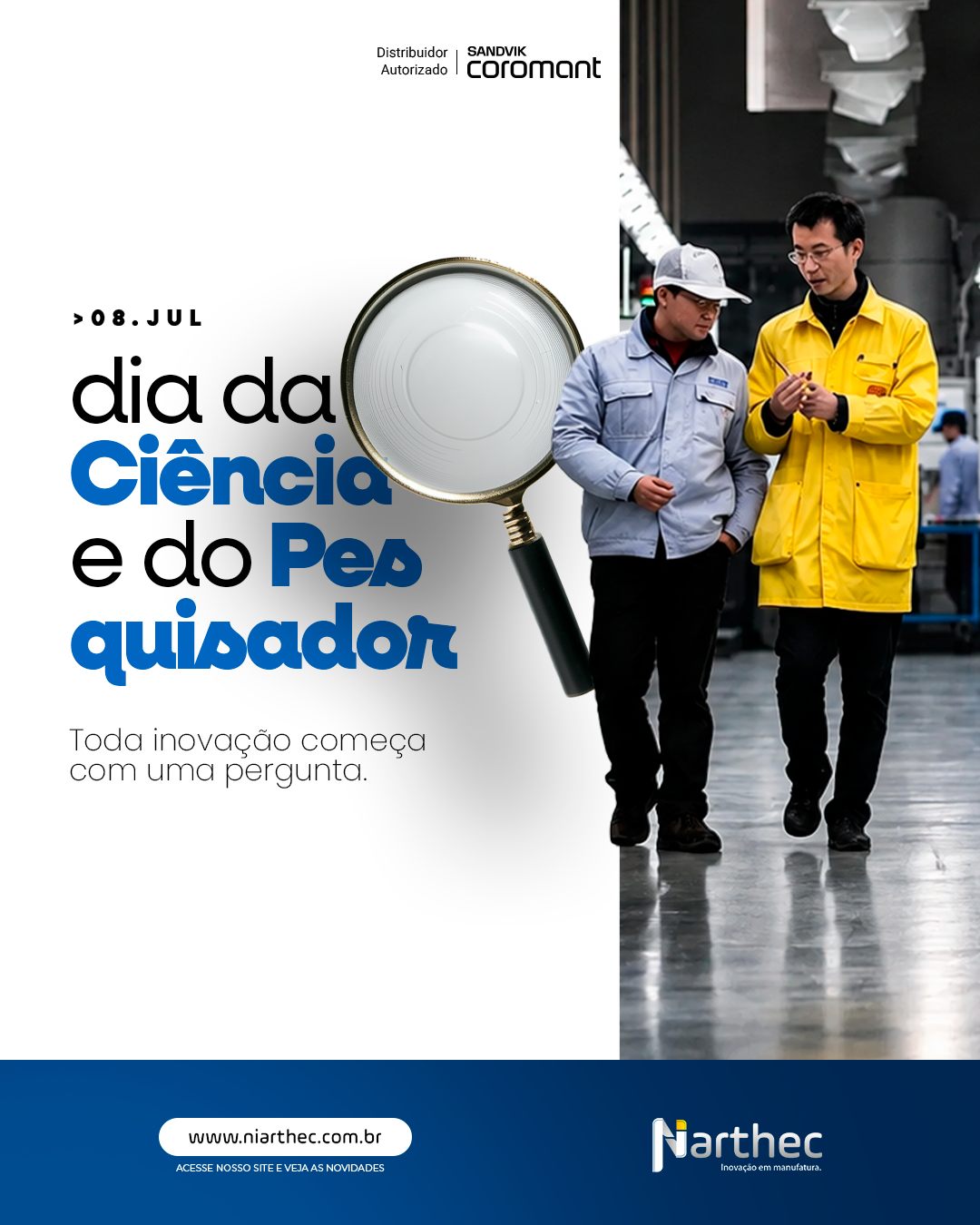 Por trás de cada avanço tecnológico, existe pesquisa, desenvolvimento e busca constante por melhoria.
No Dia Nacional da Ciência e do Pesquisador, celebramos quem transforma conhecimento em soluções capazes de impulsionar a indústria.
Ferramentas mais eficientes, processos mais estáveis e maior produtividade não surgem por acaso. São resultado de estudo, testes e inovação contínua.
Na Niarthec, acreditamos que a evolução da indústria passa pela aplicação inteligente da tecnologia e do conhecimento técnico.
👉 Sua empresa está preparada para transformar conhecimento em vantagem competitiva?
#DiaDaCiência
#InovaçãoIndustrial
#EngenhariaAplicada
#ProdutividadeIndustrial
#Niarthec