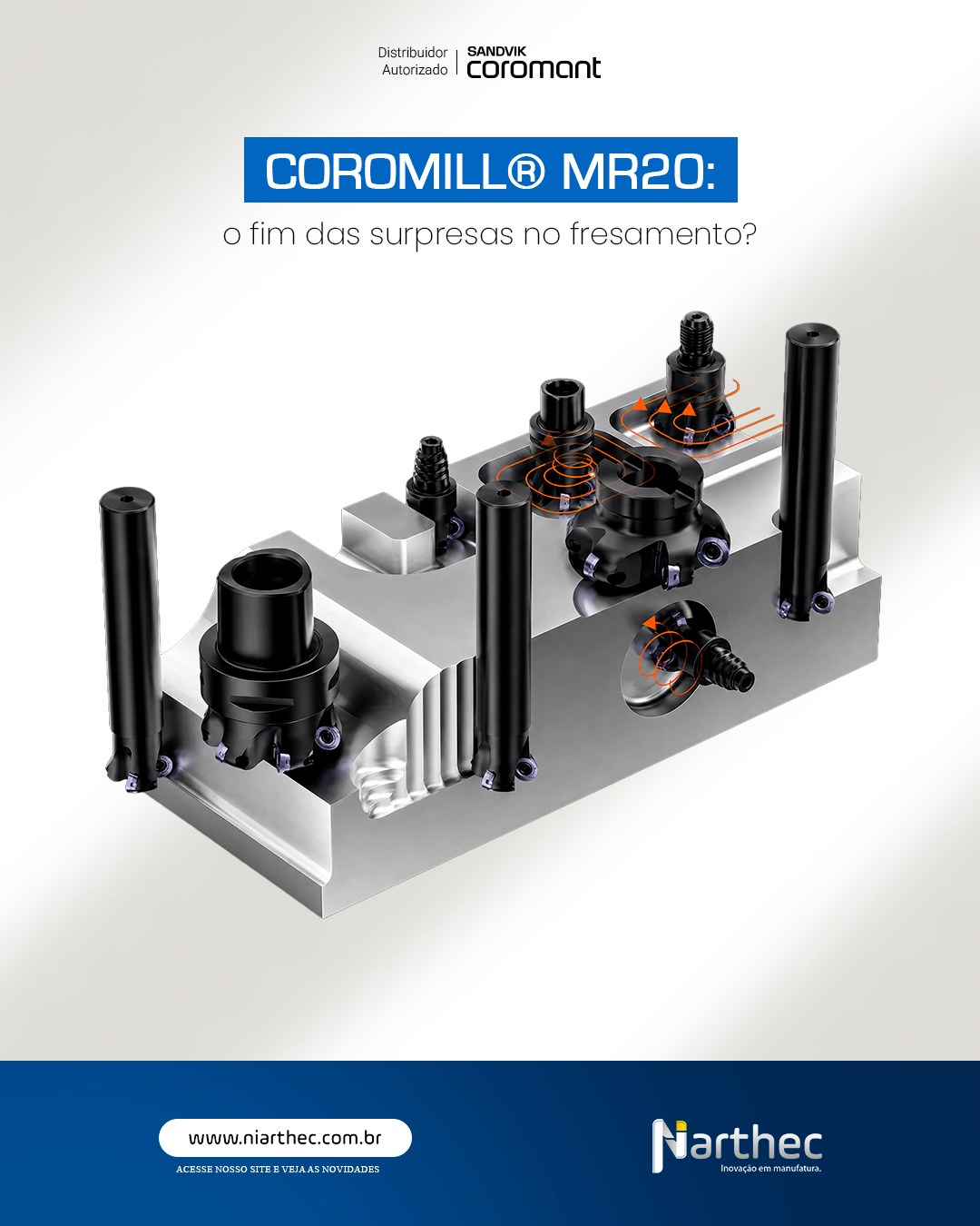 Instabilidade, desgaste irregular e variações de acabamento são desafios que impactam diretamente o custo por peça.
A nova CoroMill® MR20 foi desenvolvida para entregar algo que toda indústria busca: previsibilidade.
✔️ Assento de pastilha com máxima estabilidade
✔️ Desgaste progressivo e previsível
✔️ Pastilhas robustas com 6 arestas
✔️ Maior segurança operacional
O resultado é um processo mais confiável, com menos refugo e mais produtividade.
👉 Sua operação está preparada para o próximo nível de estabilidade no fresamento?
#CoroMillMR20 #Fresamento #ProdutividadeIndustrial #SandvikCoromant #Niarthec