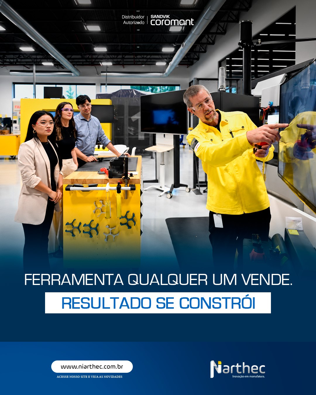 Duas empresas podem utilizar a mesma máquina.
Duas empresas podem utilizar a mesma ferramenta.
Mas dificilmente terão os mesmos resultados.
Por quê?
Porque produtividade não depende apenas do produto. Depende da aplicação correta, dos parâmetros adequados e do acompanhamento técnico durante o processo.
É por isso que na Niarthec não falamos apenas sobre ferramentas.
Falamos sobre:
✔️ Engenharia aplicada
✔️ Otimização de processos
✔️ Redução de custo por peça
✔️ Aumento de produtividade
✔️ Suporte técnico especializado
Nosso compromisso é ajudar a indústria a transformar tecnologia em resultado real no chão de fábrica.
👉 Sua operação está comprando ferramentas ou construindo performance?
#Niarthec #EngenhariaAplicada #ProdutividadeIndustrial #Usinagem #Industria