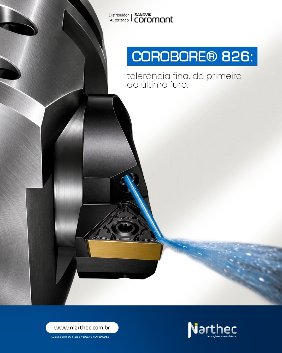 Furos com tolerância apertada não podem depender de sorte, e sim de uma ferramenta calibrada para entregar precisão repetível.
✔️ Tolerâncias próximas a IT6, com acabamento superficial excelente por meio de insertos wiper
✔️ Ajuste por escala com função de clique e interface rígida entre cabeçote e cartucho
✔️ Faixa de diâmetro de 36 a 1267mm, modular e compatível com qualquer interface de máquina
O CoroBore® 826 é a solução da Sandvik Coromant para mandrilamento fino de alta precisão.
Sua operação já testou um sistema modular de mandrilamento fino?
Conte com a Niarthec para essa aplicação.
#SandvikCoromant #CoroBore826 #Mandrilamento #Usinagem #Niarthec