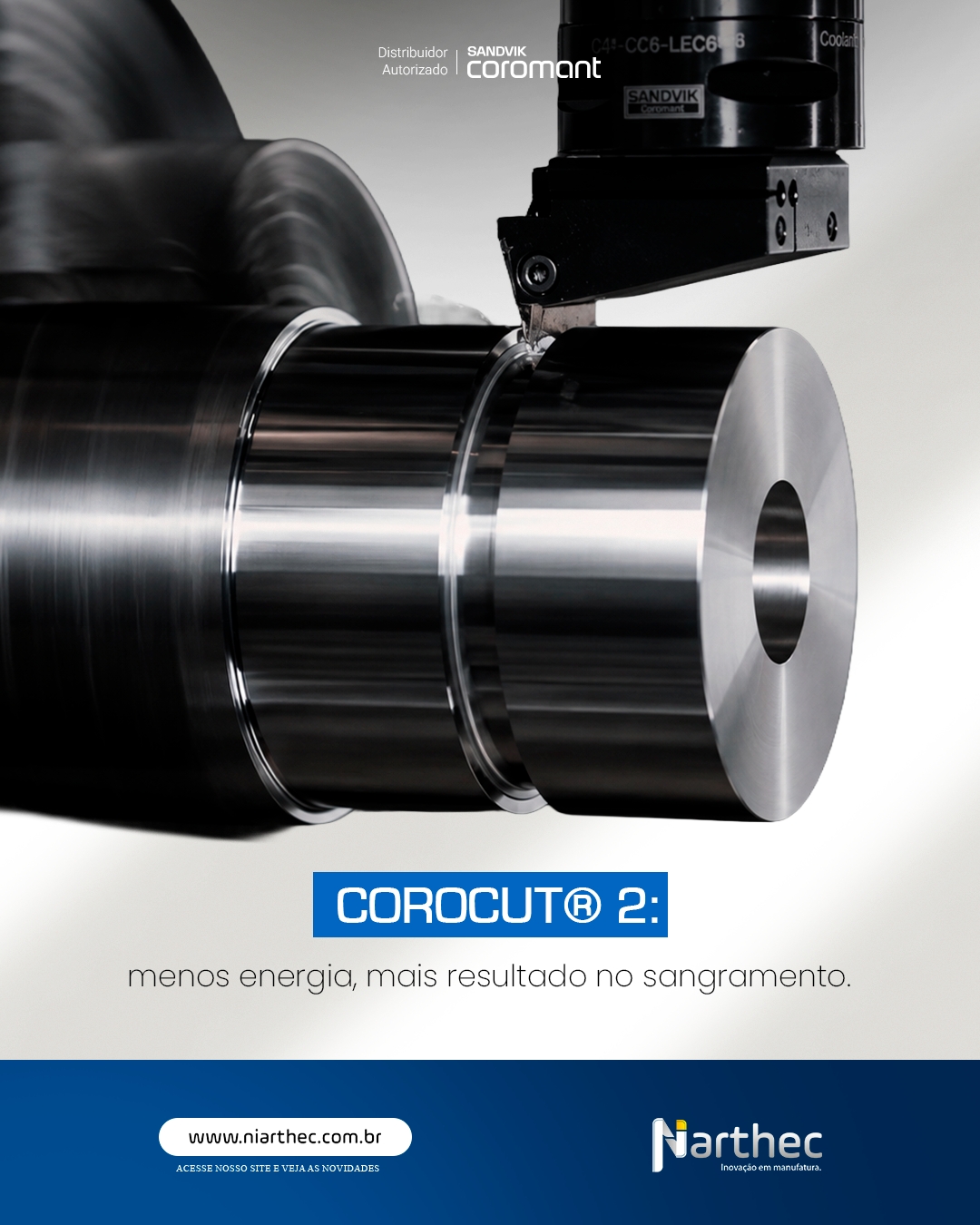Corte e canais de qualidade também podem significar economia real de energia e redução de emissões na sua operação.
✔️ Insertos de duas arestas, com mais vida útil por inserto que conceitos de aresta única
✔️ Tecnologia Flashlight patenteada, combinada a classes resistentes ao desgaste
✔️ Caso real de cliente: redução de 38% no consumo de energia e 49% nas emissões de CO2 por ano
O CoroCut® 2 mostra que produtividade e sustentabilidade podem caminhar juntas na usinagem.
Sua operação já mediu o impacto ambiental das ferramentas de corte que usa?
Conte com a Niarthec para essa transição.
#SandvikCoromant #CoroCut2 #CorteECanais #IndústriaSustentável #Niarthec