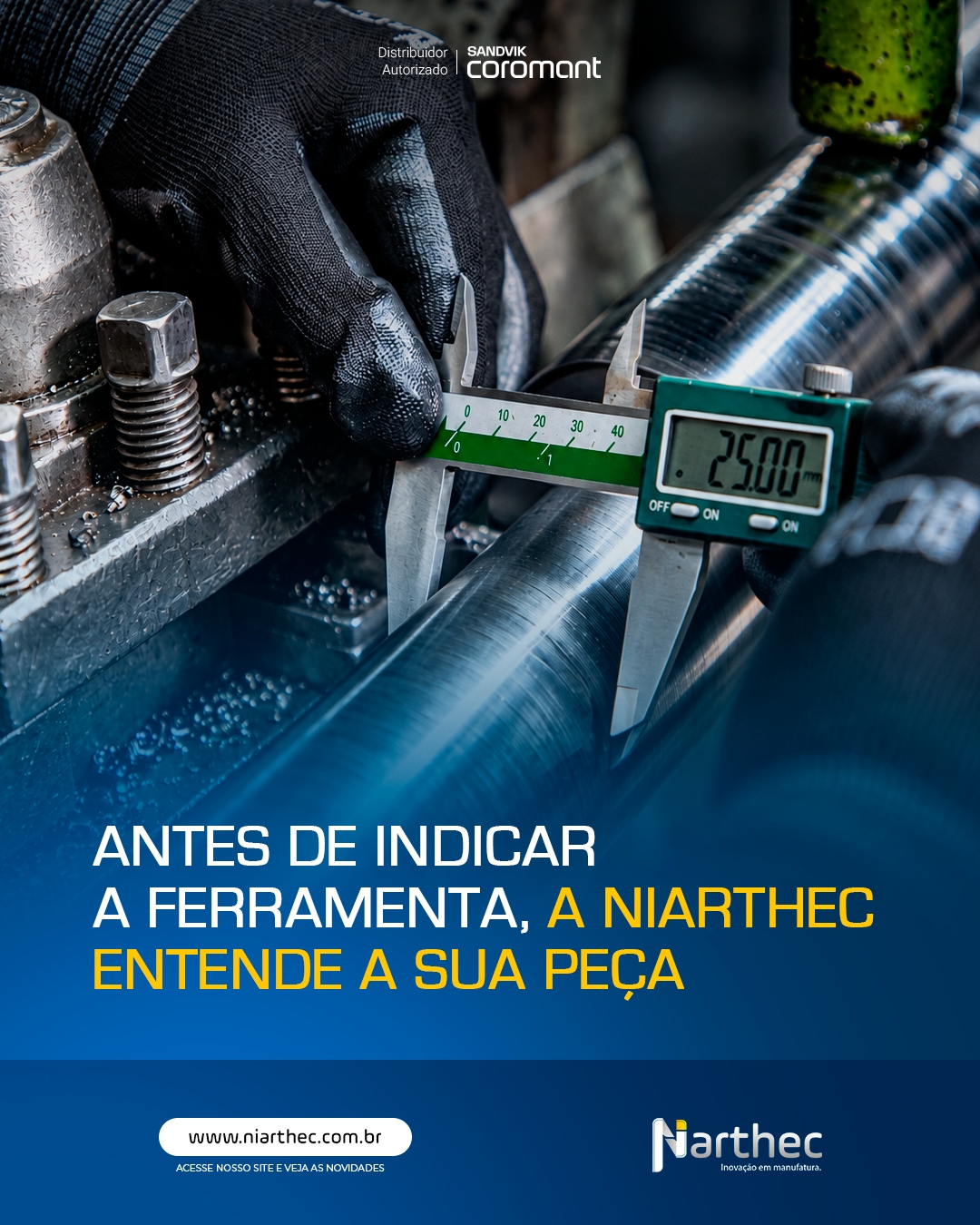 Catálogo qualquer fornecedor tem. O que muda o resultado é saber qual linha do catálogo serve para a sua peça, na sua máquina, no seu material.
✔️ Análise da aplicação antes da indicação: material, geometria da peça, estabilidade do set-up e condição da máquina
✔️ Recomendação de ferramenta, classe e parâmetros de corte a partir dessa leitura, não a partir do preço de tabela
✔️ Acompanhamento do resultado em produção, com ajuste do processo quando necessário
É por isso que a Niarthec atua como distribuidora e consultoria técnica ao mesmo tempo. A ferramenta é o meio. O resultado na peça é o objetivo.
Sua última compra de ferramental foi baseada em análise técnica ou em cotação?
Conte com a Niarthec para essa análise.
#ConsultoriaEmUsinagem #AplicaçãoTécnica #IndústriaDeManaus #ResultadoReal #Niarthec